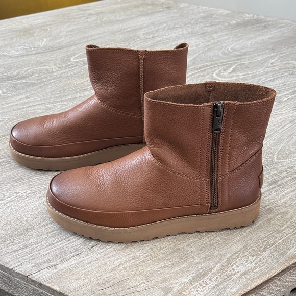 UGG Brown Leather Ankle Booties - Picture 2 of 12